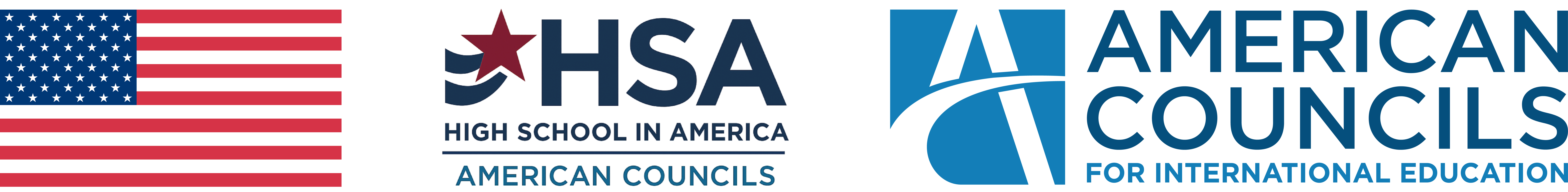 U.S. Flag, HSA Logo, American Councils Logo